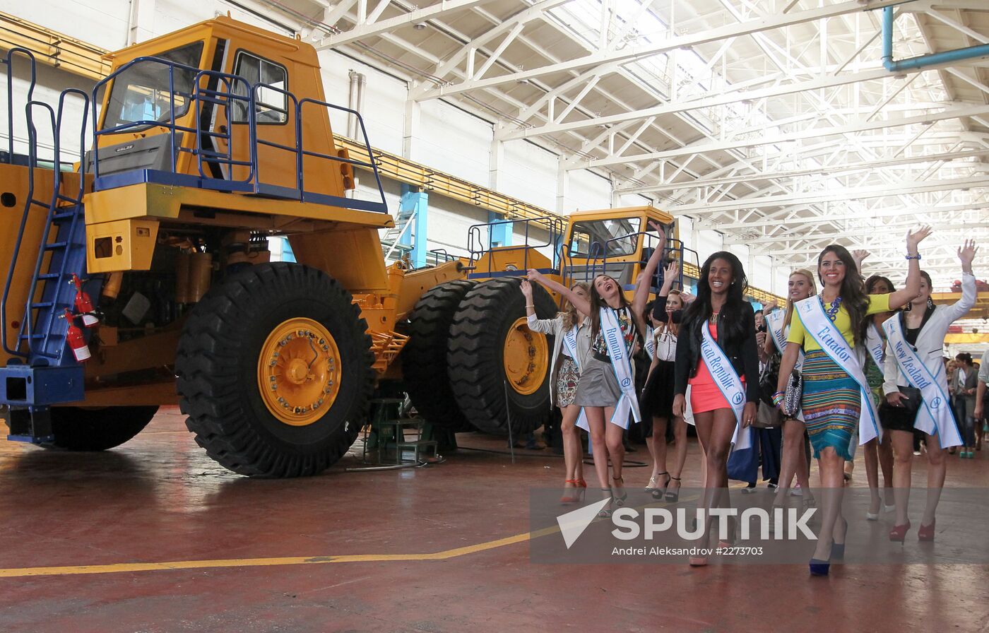 Miss Supranational 2013 contestants at BelAZ plant
