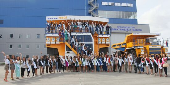 Miss Supranational 2013 contestants at BelAZ plant