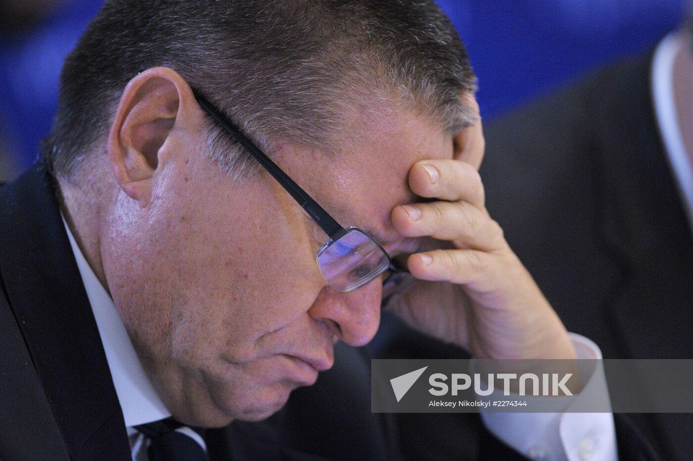August 31, 2013. Russian Minister of Economic Development Aleksei Ulyukayev during a meeting on social-economic development of the Primorye Region, chaired by Russian President Vladimir Putin in Vladivostok. Location: Russia, Primorsky krai region, Vladivostok. Author: Aleksey Nikolskyi/Sputnik. Vladimir Putin's visit to Primorye Territory. Day 3