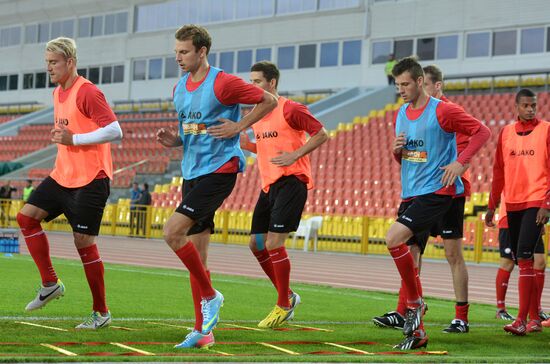 Football. Pre-match training session of Luxembourg national team