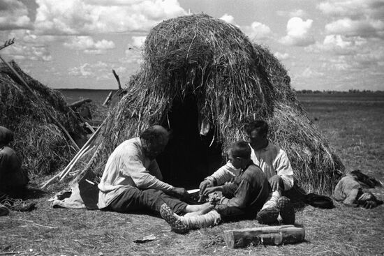 During hay harvesting