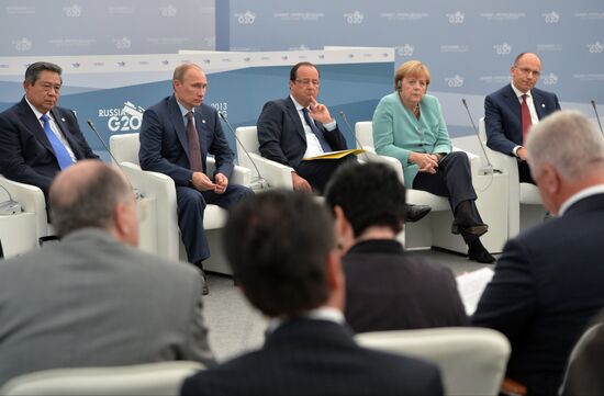 Vladimir Putin meets with Business 20 and Labour 20