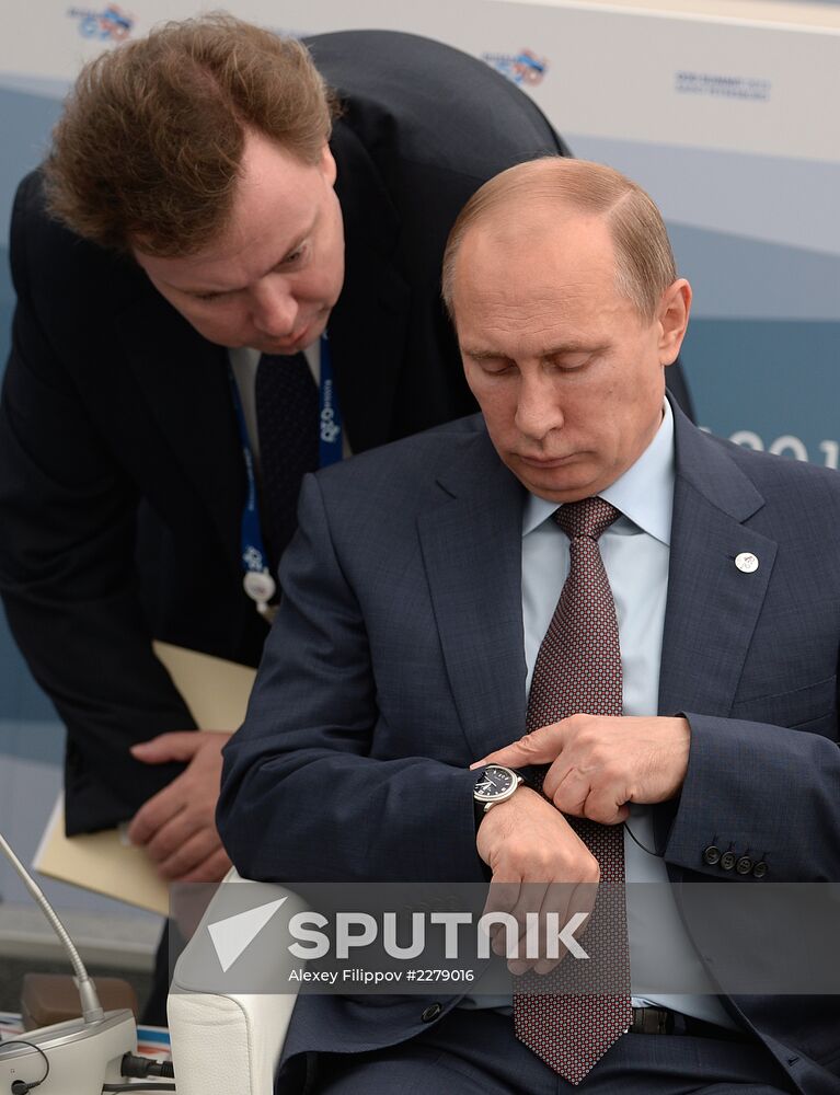 Vladimir Putin meets with Business 20 and Labour 20