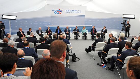 Vladimir Putin meets with Business 20 and Labour 20