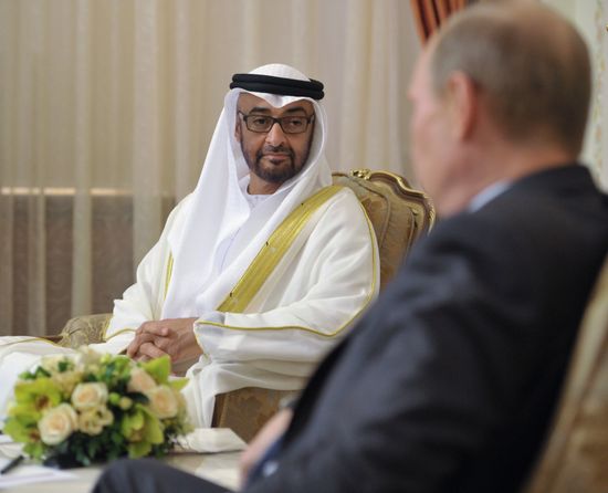 Vladimir Putin meets with Mohammed bin Zayed Al Nahyan