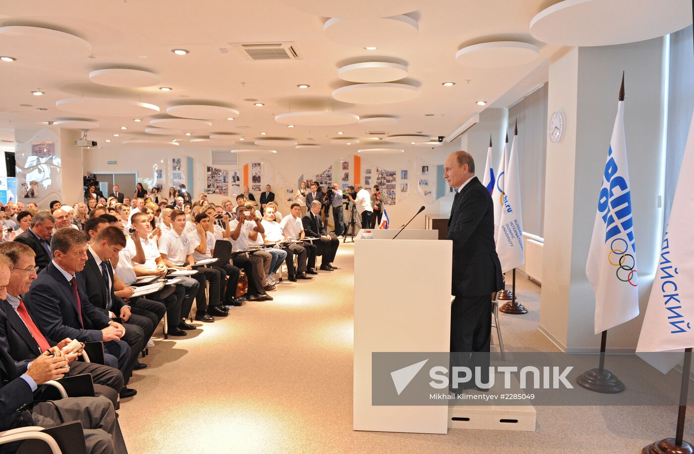 Vladimir Putin visits Russian International Olympic University