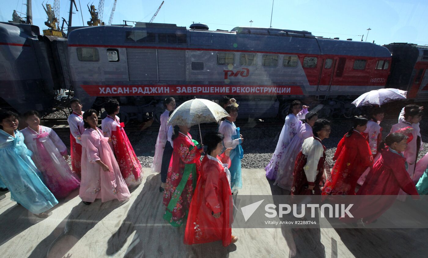 Opening of railroad section between Khasan and Rajin stations