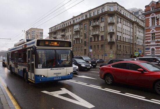 Designated public transit lane in Moscow's center