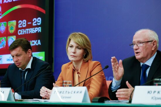 Press conference on basketball tournament