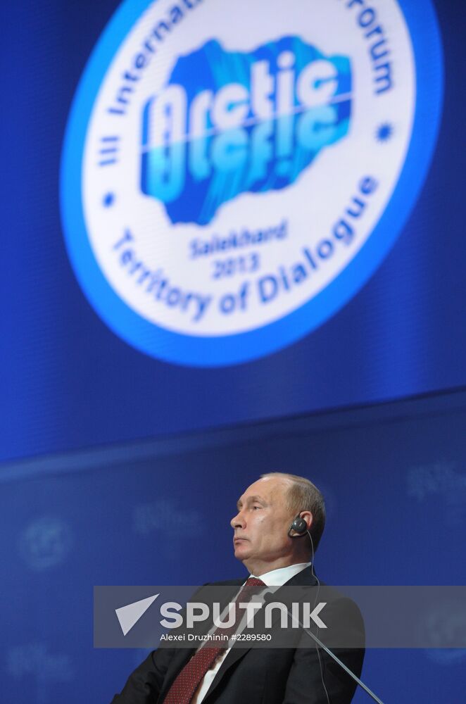 Vladimir Putin at International Arctic Forum in Salekhard