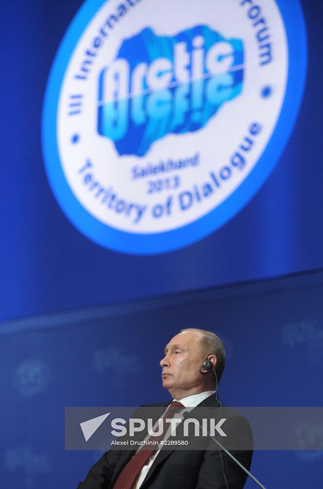 Vladimir Putin at International Arctic Forum in Salekhard