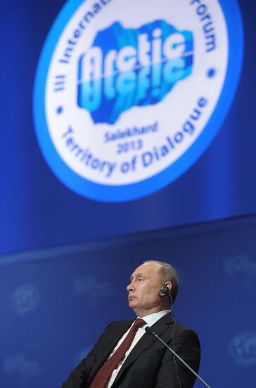 Vladimir Putin at International Arctic Forum in Salekhard