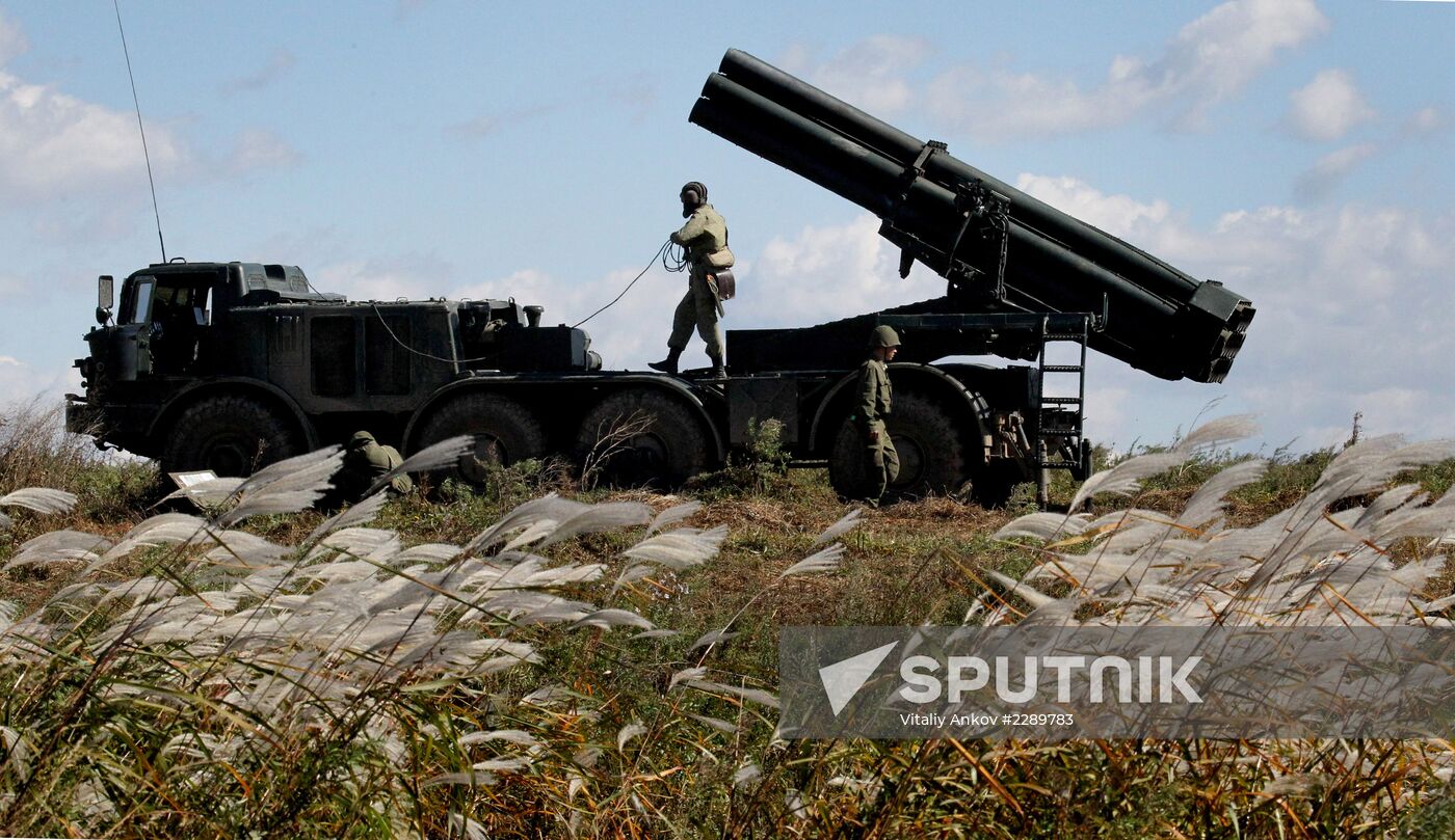 Artillery units in training in Primorye Territory