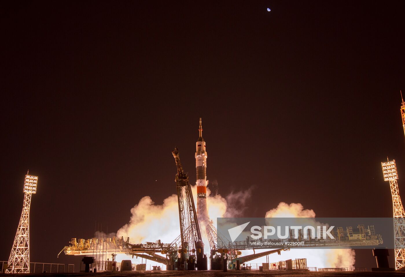 Launch of Soyuz-FG rocket with Soyuz TMA-10M manned spacecraft