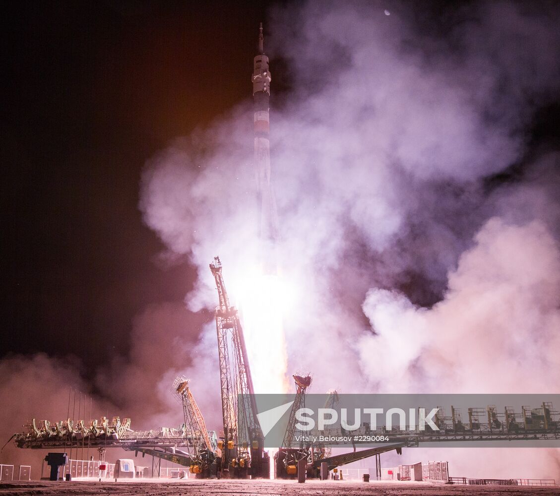 Launch of Soyuz-FG rocket with Soyuz TMA-10M manned spacecraft
