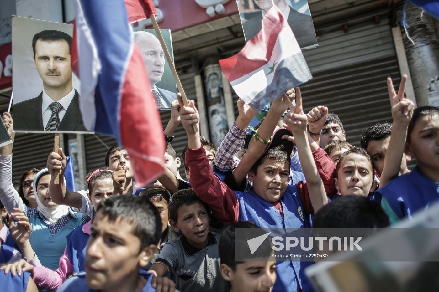 Rally to support Bashar al-Assad and Vladimir Putin in Latakia