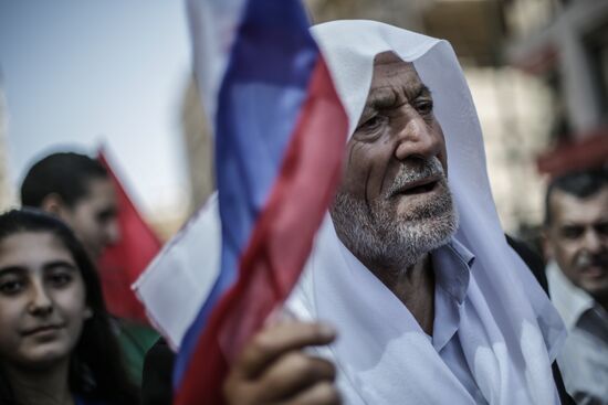 Rally to support Bashar al-Assad and Vladimir Putin in Latakia