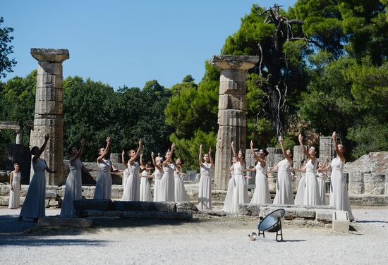 Olympic flame lighting ceremony rehearsal