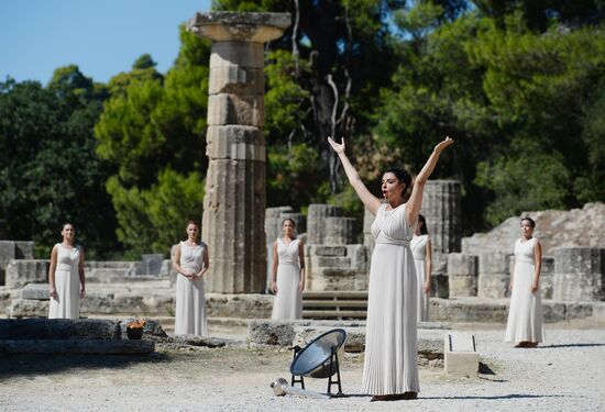 Olympic flame lighting ceremony rehearsal