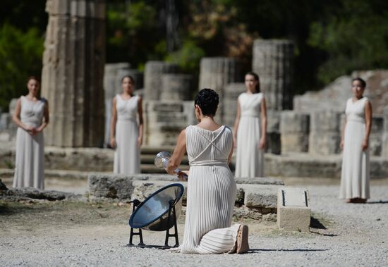 Olympic flame lighting ceremony rehearsal