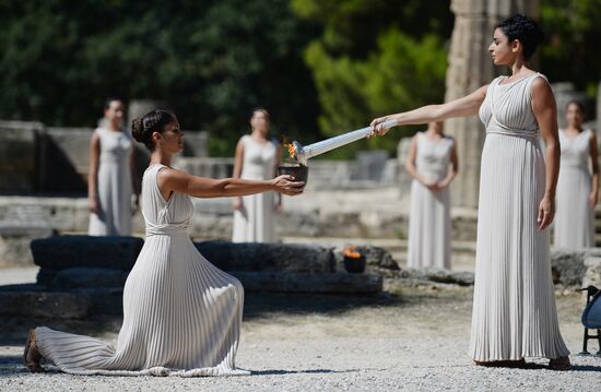 Olympic flame lighting ceremony rehearsal