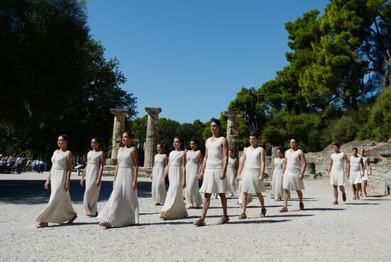 Olympic flame lighting ceremony rehearsal