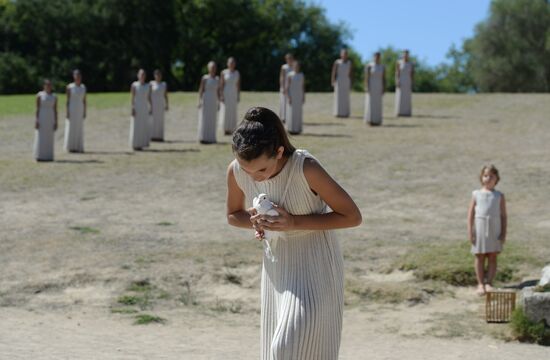 Olympic flame lighting ceremony rehearsal