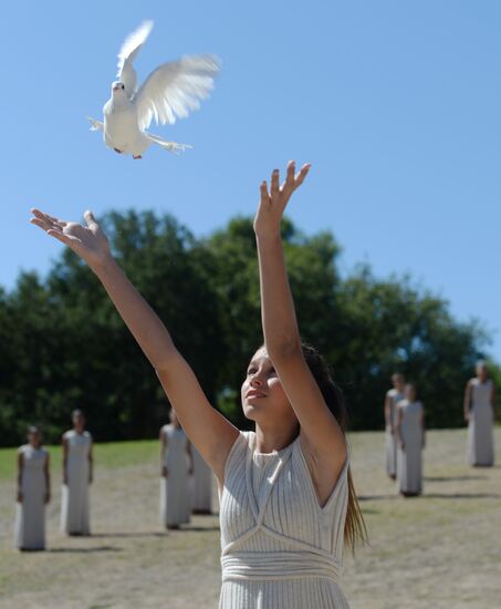 Olympic flame lighting ceremony rehearsal