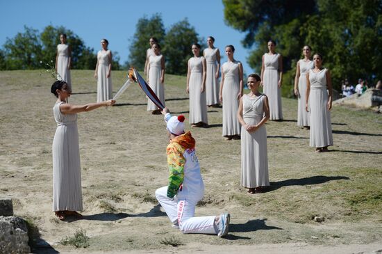 Olympic flame lighting ceremony rehearsal