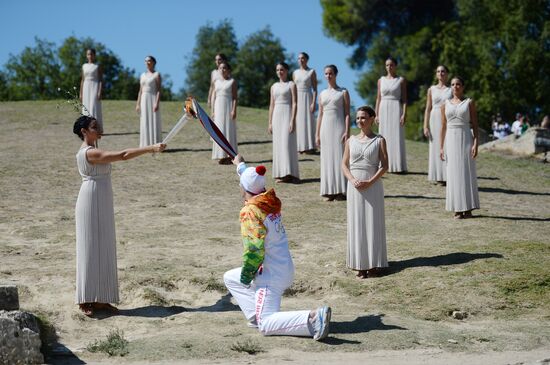 Olympic flame lighting ceremony rehearsal