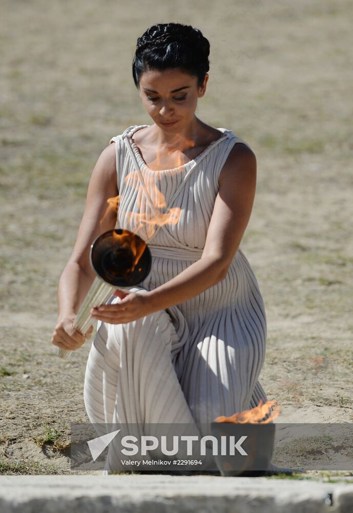 Olympic flame lighting ceremony rehearsal