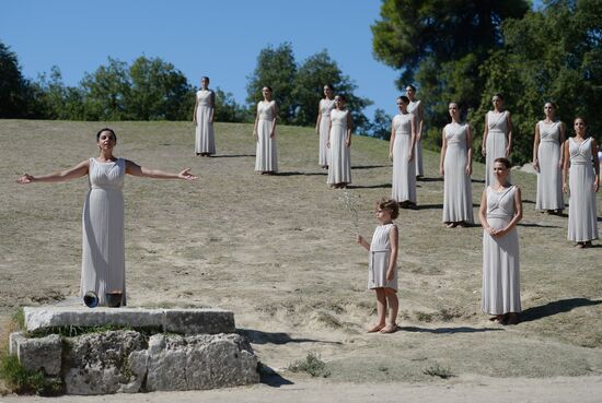 Olympic flame lighting ceremony rehearsal