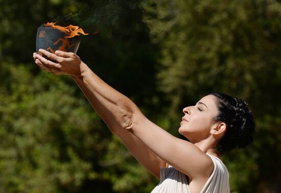 Olympic flame lighting ceremony rehearsal