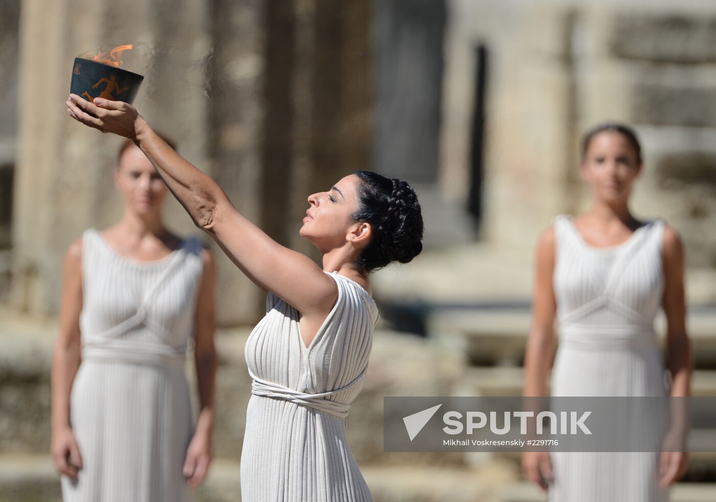 Olympic flame lighting ceremony rehearsal