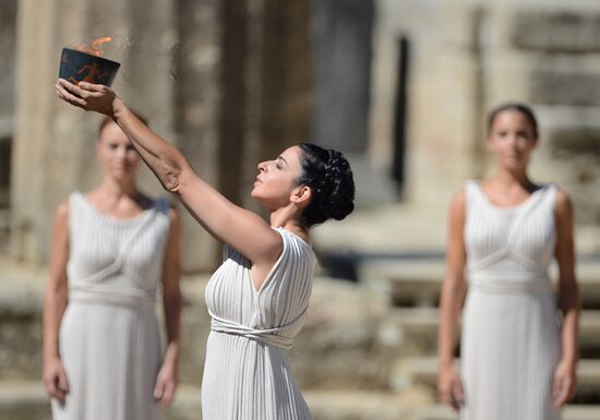 Olympic flame lighting ceremony rehearsal