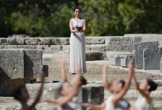 Olympic flame lighting ceremony rehearsal