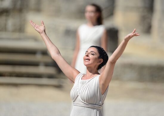 Olympic flame lighting ceremony rehearsal