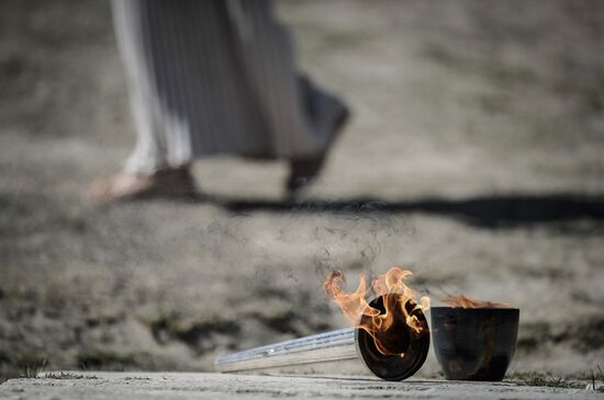 Olympic flame lighting ceremony rehearsal