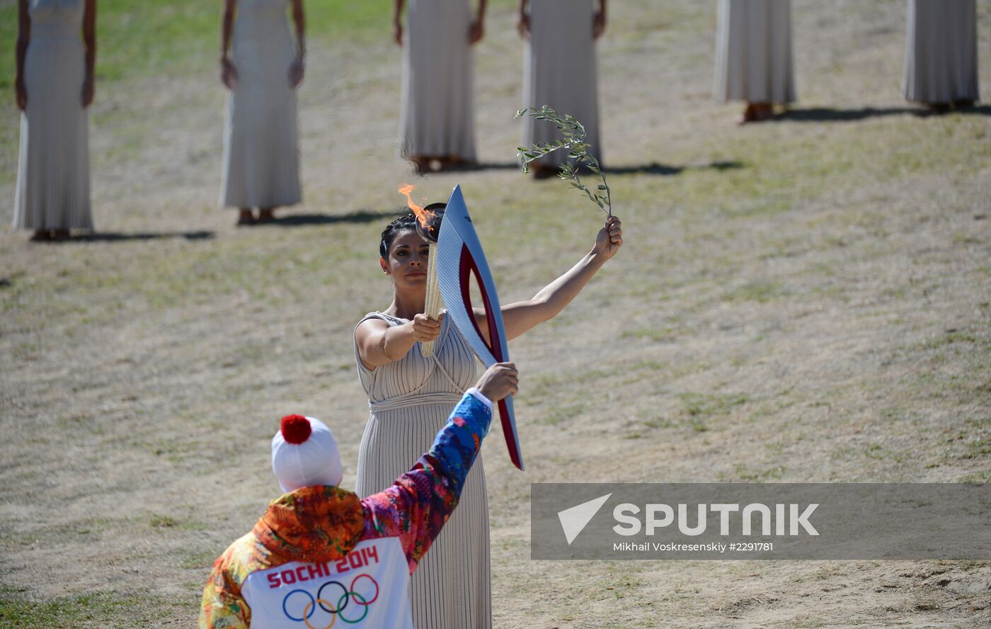 Olympic flame lighting ceremony rehearsal