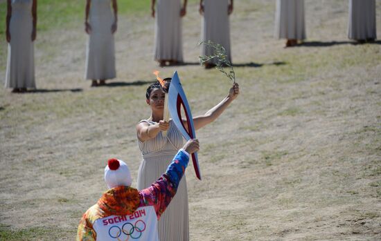 Olympic flame lighting ceremony rehearsal