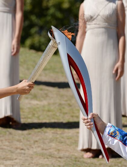 Olympic flame lighting ceremony rehearsal