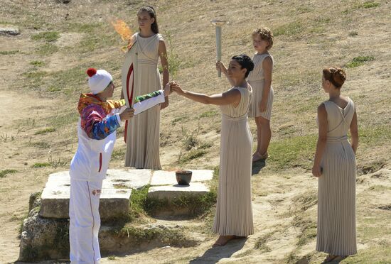 Olympic flame lit in Greece