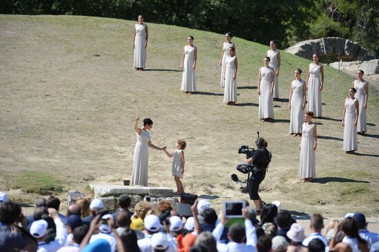 Olympic flame lit in Greece