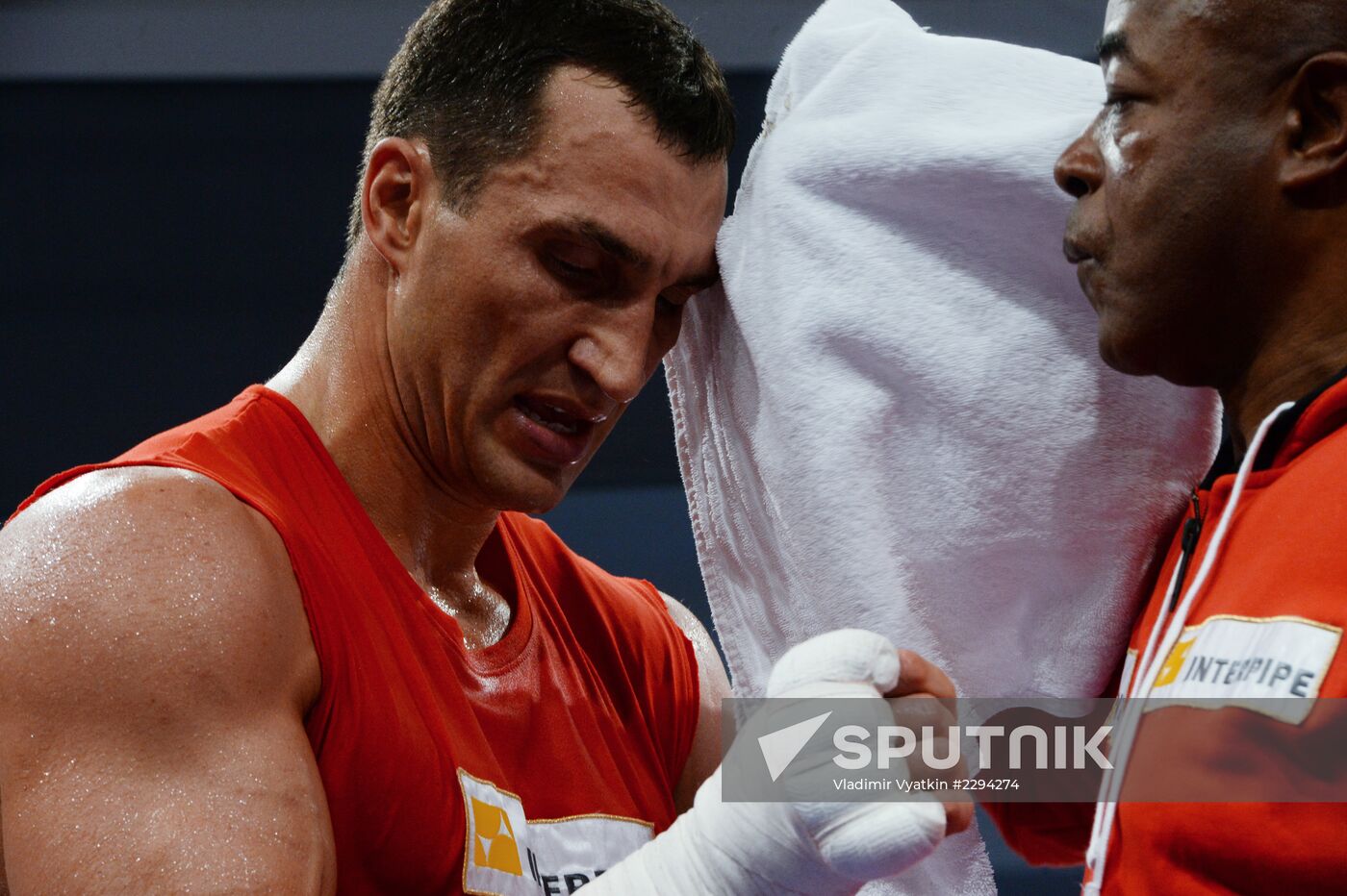 Boxing. Training of A.Povetkin and Vladimir Klitschko before fight