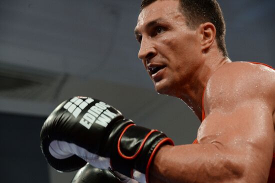 Boxing. Training of Alaexander Povetkin and Vladimir Klitschko before fight