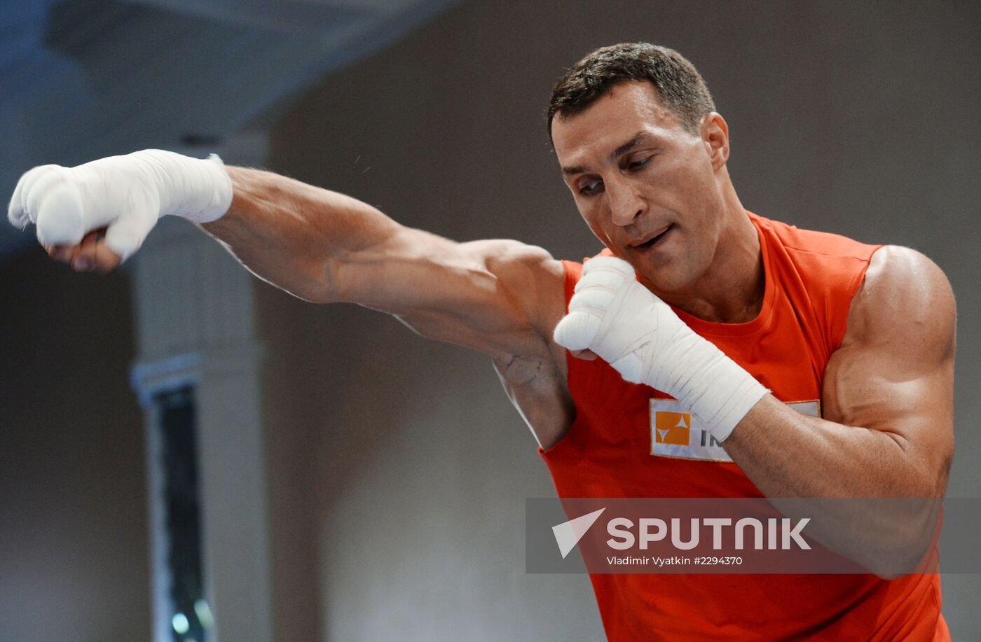 Boxing. Training of A.Povetkin and Vladimir Klitschko before fight