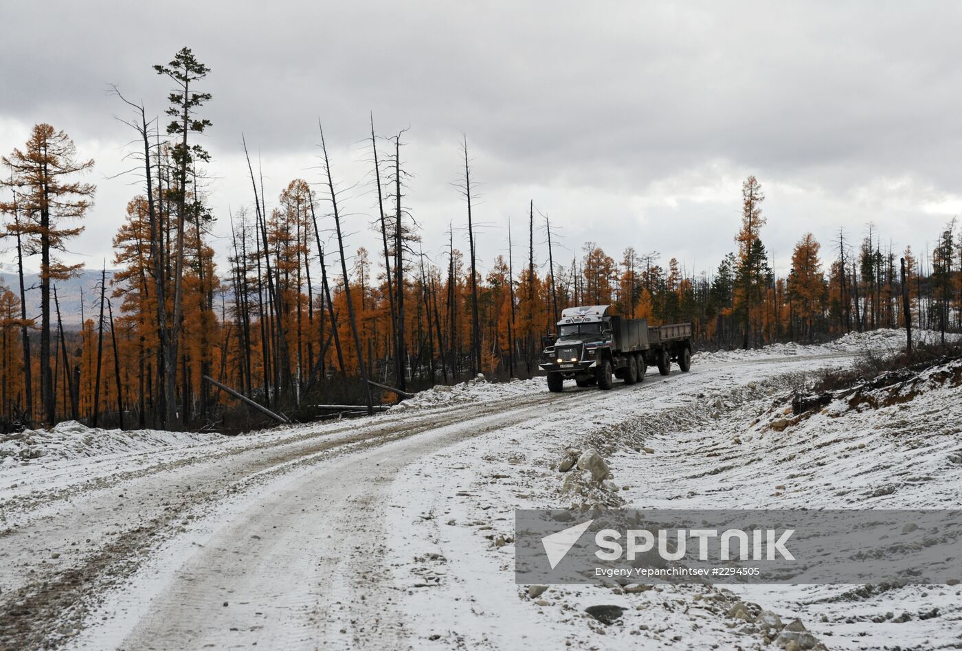 Construction of road in Olekminsky Region of the Republic of Sakha, Yakutia
