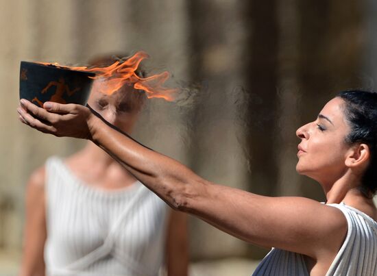 Olympic flame lighting ceremony rehearsal