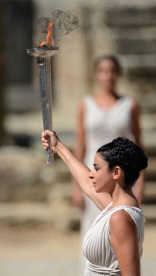 Olympic flame lighting ceremony rehearsal