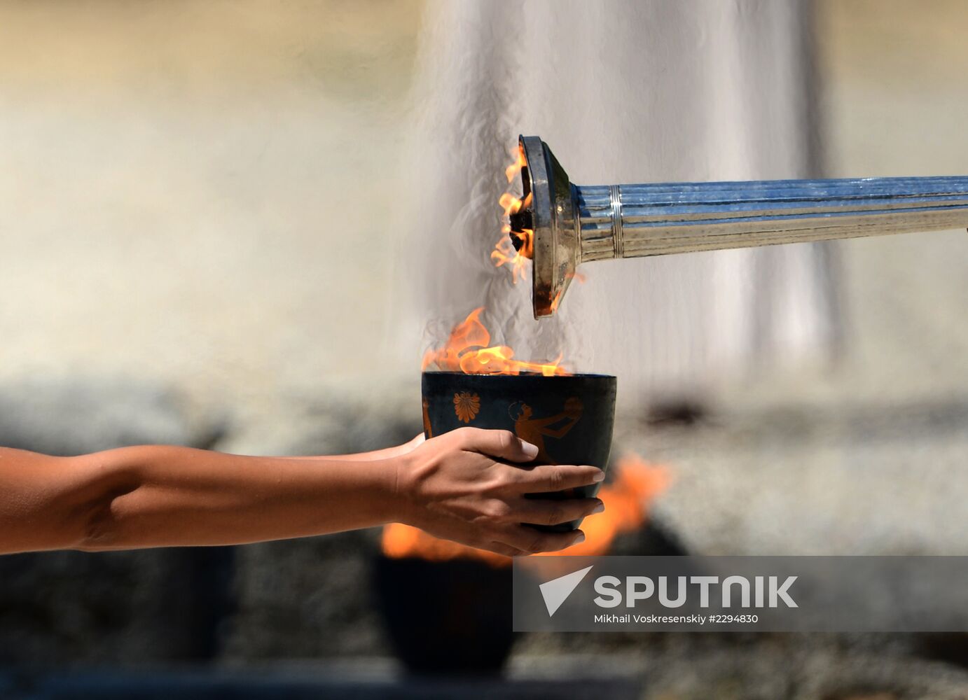 Olympic flame lighting ceremony rehearsal